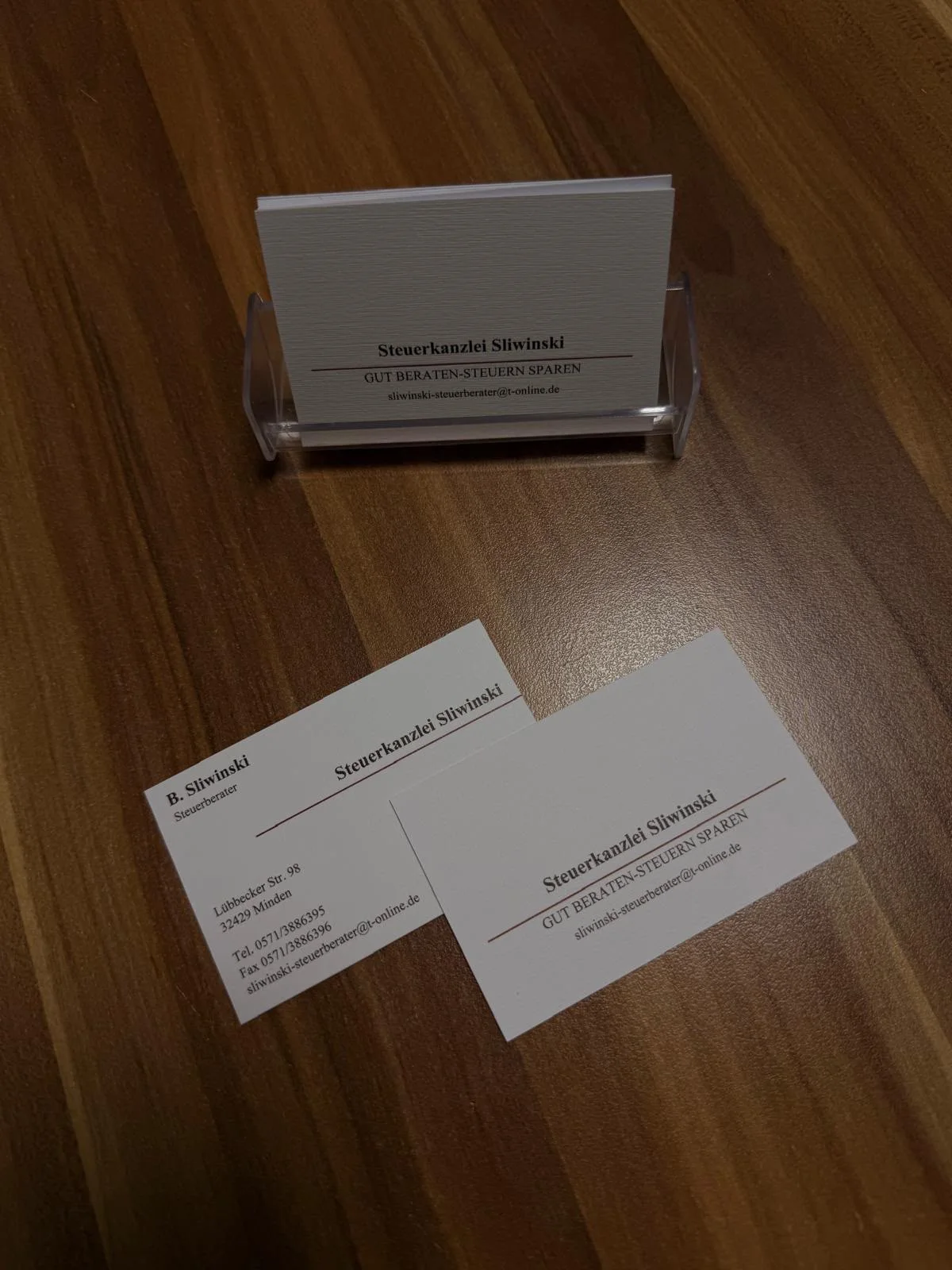 Visitenkarten der Steuerkanzlei Sliwinski